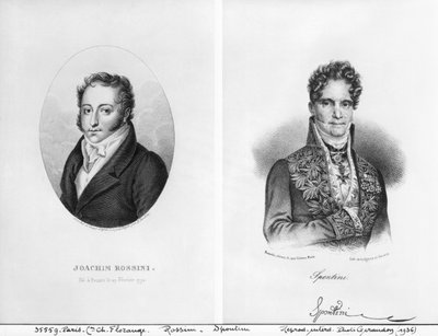 Gioacchino Rossini and Gaspare Spontini engraved by Ambroise Tardieu and Gregoire et Deneux by Leopold Beyer